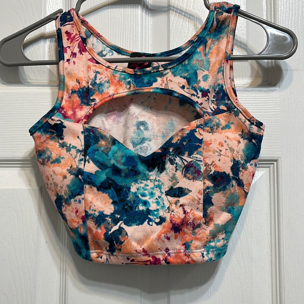 2Bebe pink floral crop top